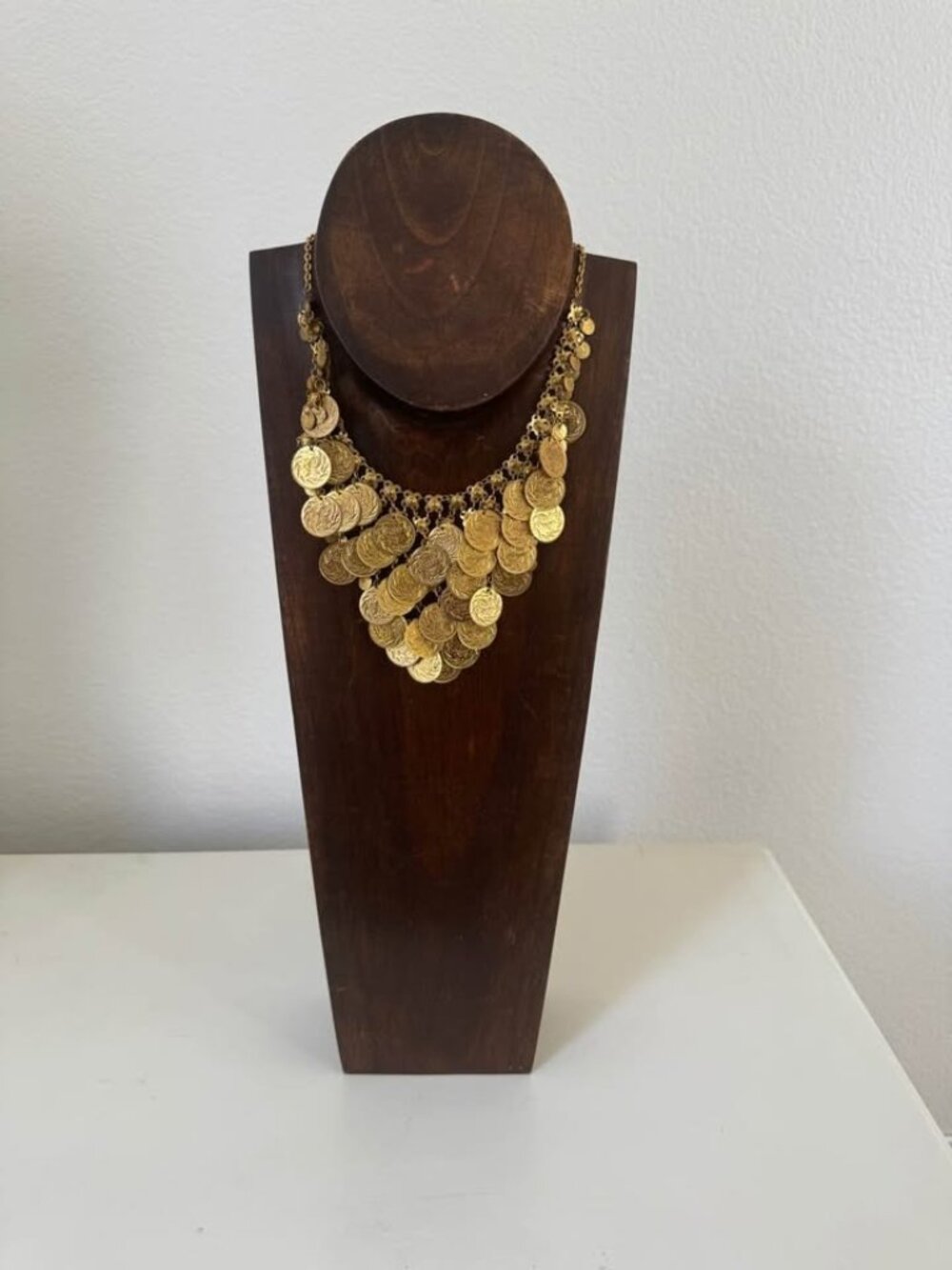 Vintage 1960s/1970s Coins Bohemian Necklace Bib Style Goldtone